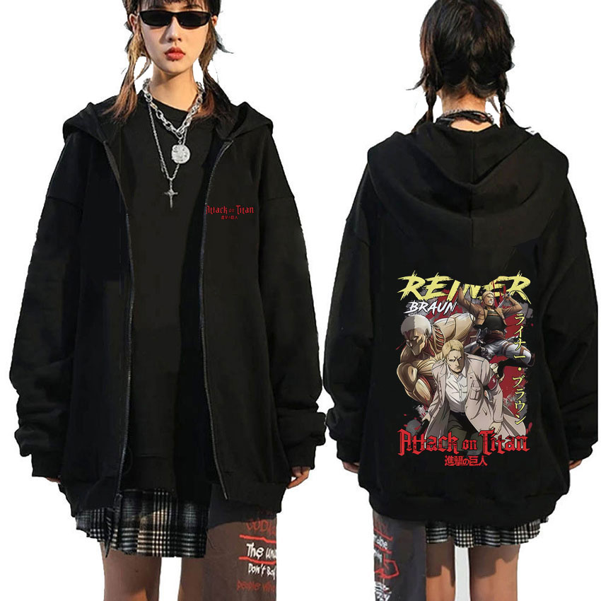 Anime Merch Hoodie - Hoodie Resleting Grafis Anime Attack on