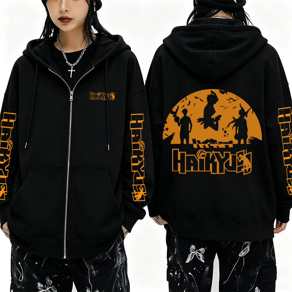 Anime Merch Hoodie - Hoodie Zipper Anime Haikyuu Merch Pria