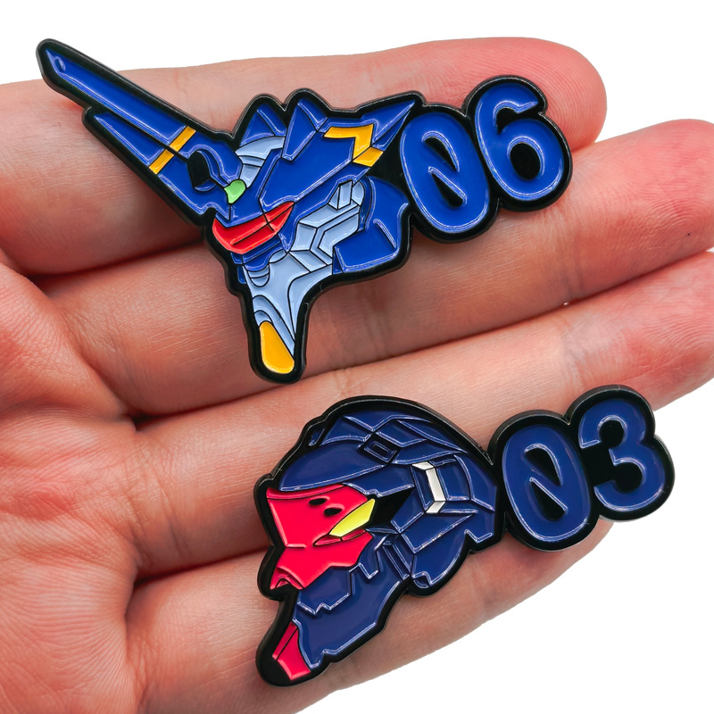 Evangelion Anime Merchandise - Lencana Logam Neon Cute Genesis Classic